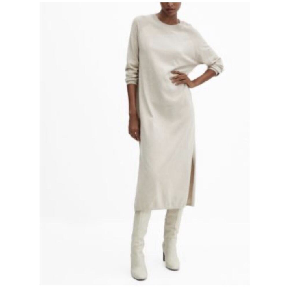 MANGO WOMENS LONG GREY SWEATER DRESS SIZE XL Extra large NEW